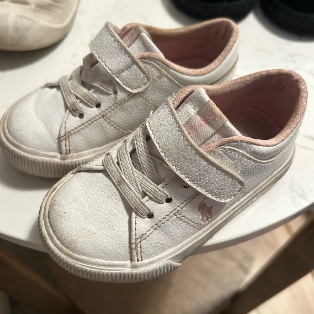 Polo Ralph Lauren Kids White and Pink Sneakers